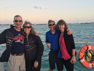 Ride to Keys 2019 fourth day made it to key West--sunset cruise Bonnie and Adam and KG